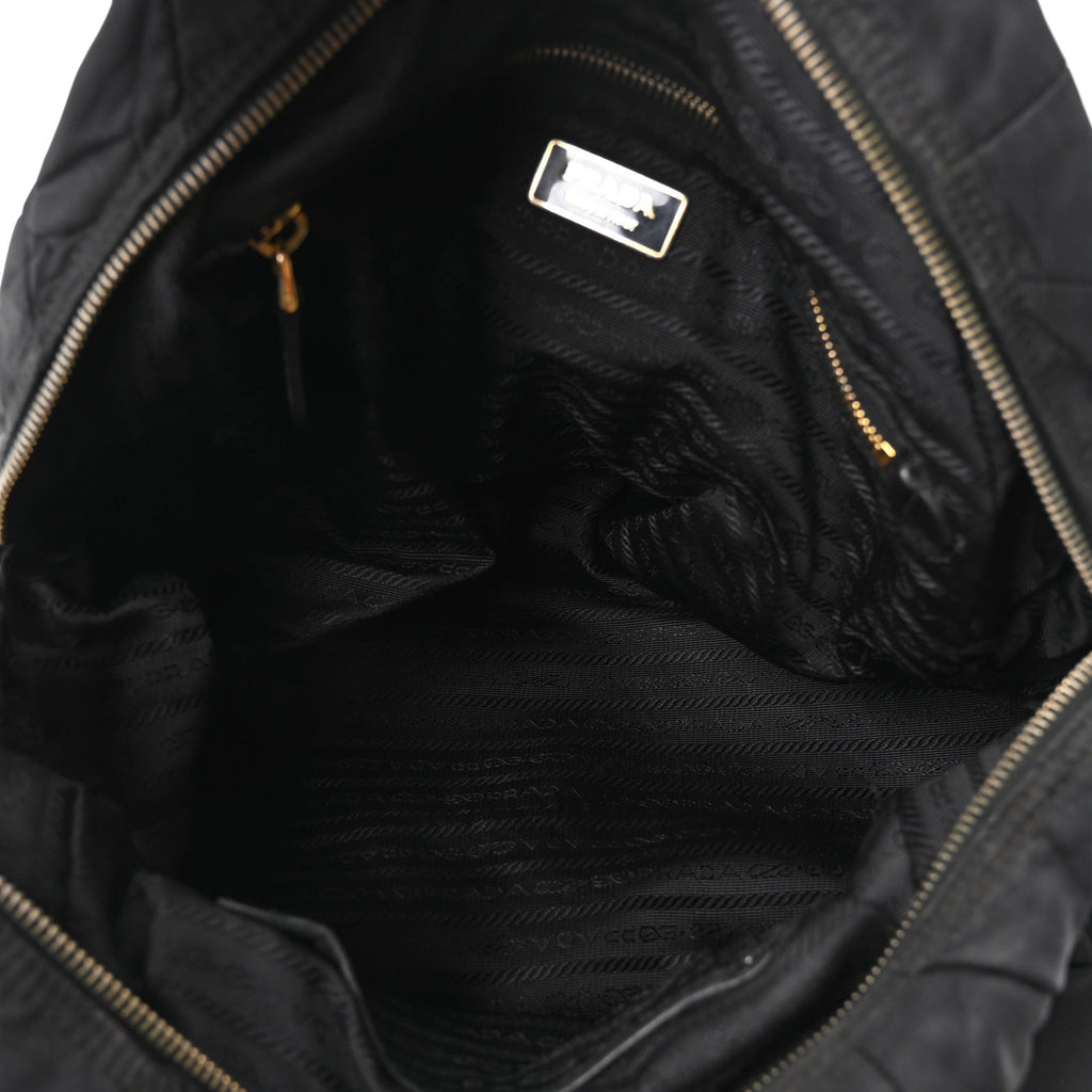 Tessuto Nylon Chevron Catena Bag Black