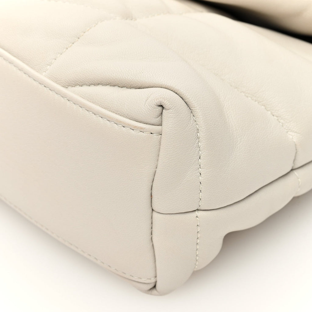 Lambskin Quilted Toy Loulou Puffer Monogram Chain Satchel Crema Soft