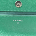 Caviar Quilted Wallet On Chain WOC Green