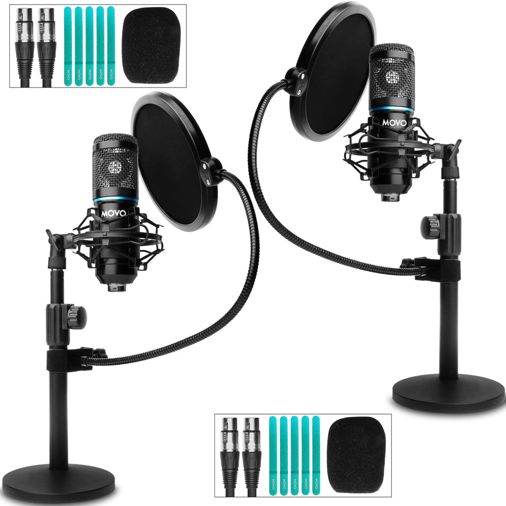 Movo 2Pack Podcasting Bundle with Tabletop Stands