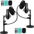 Movo 2Pack Podcasting Bundle with Tabletop Stands