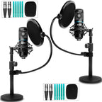 Movo 2Pack Podcasting Bundle with Tabletop Stands