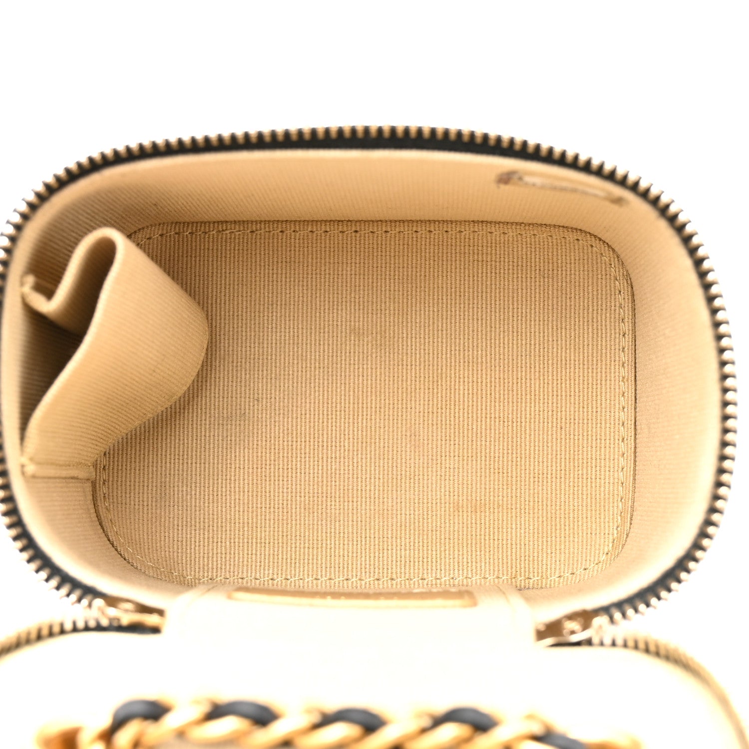 Lambskin Quilted Mini Pearl Crush Vanity Case With Chain Black