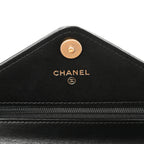 Calfskin Elaphe Double Chevron Mini Wallet On Chain WOC Black