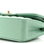 Caviar Quilted Small Double Flap Light Green