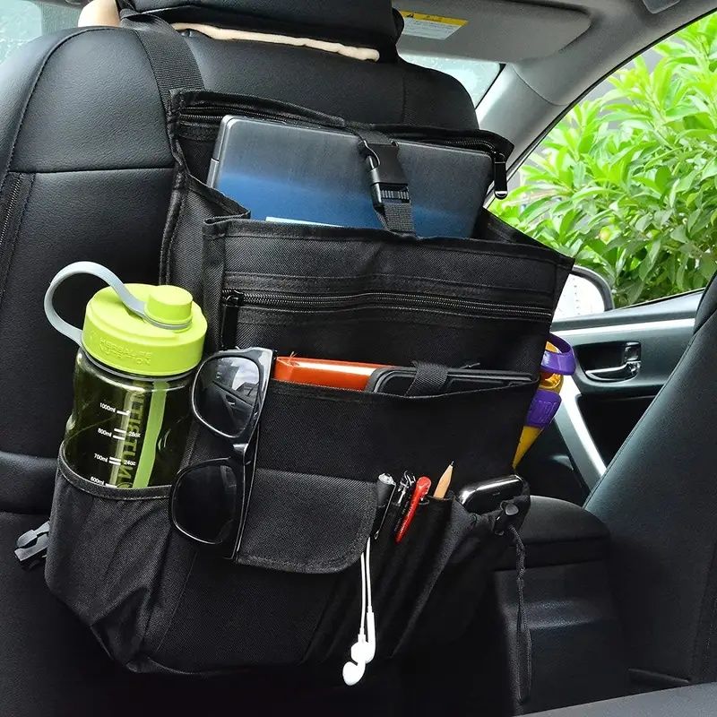 Car Front Seat Organizer | US Quality, Multi-Compartment Storage for Tablets, Laptops, Water Bottles, Fashion Glasses - Fit for All Vehicles,