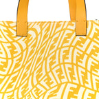X SARAH COLEMAN Glazed Canvas Vitello King FF Vertigo Shopping Tote Bag Mimosa White