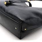 Shiny Calfskin Small Marcie Hobo Bag Black