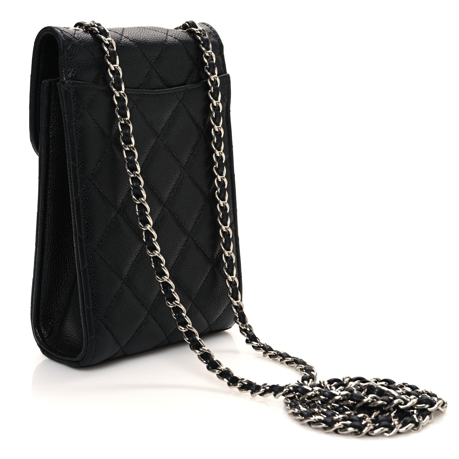 Caviar Quilted Classic Phone Holder Black