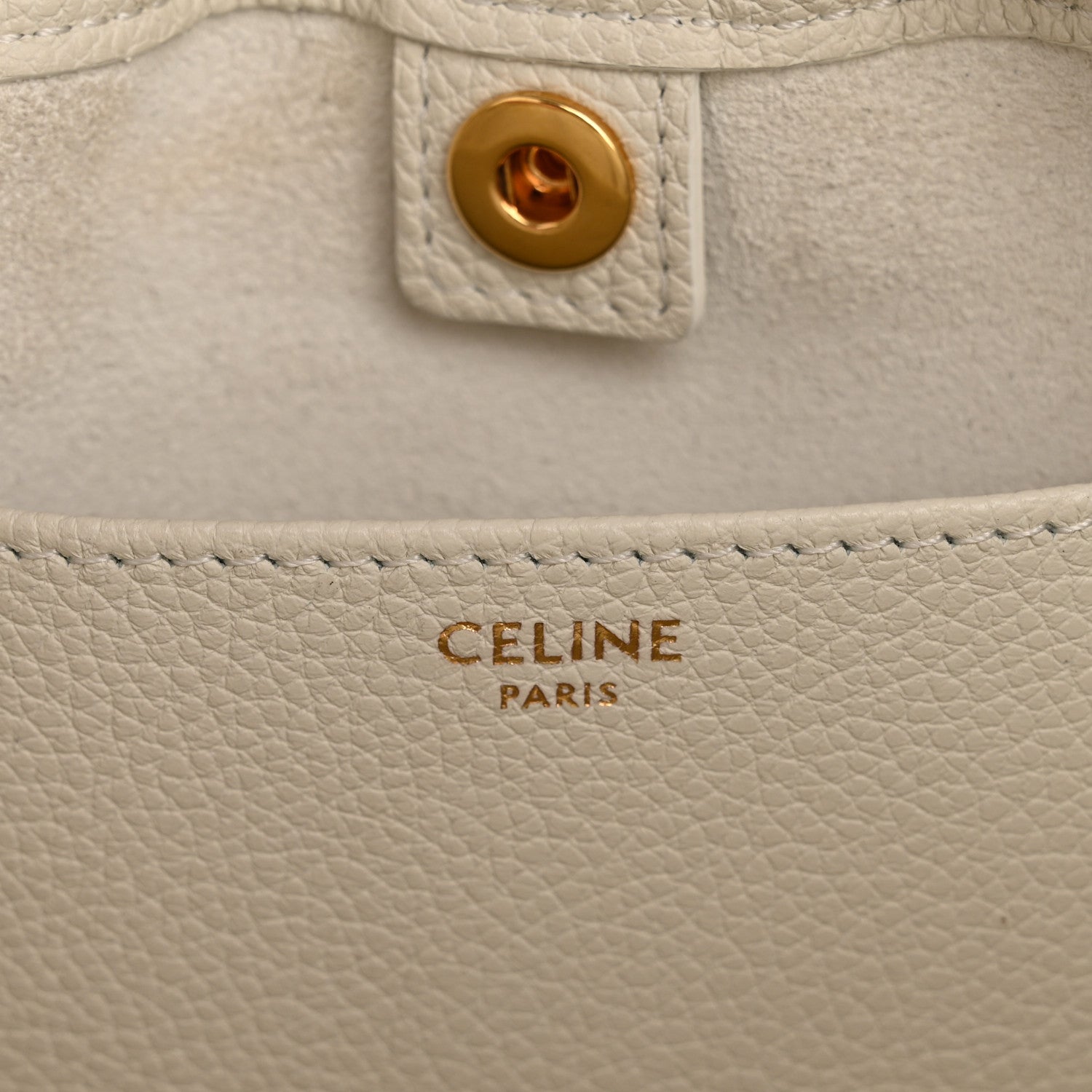 Calfskin Cuir Small Triomphe Cabas Drawstring White