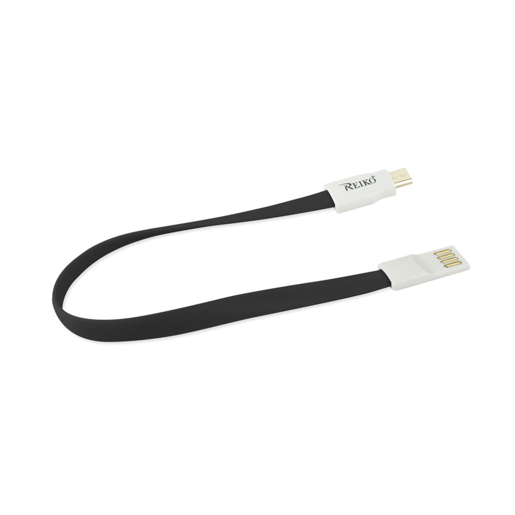 Reiko Flat Magnetic Gold Plated Micro Usb Data Cable 0.7 Foot In Black