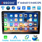 9" 2 DIN Android 14 Car Stereo with 4GB RAM and 64GB Storage, CarPlay, Android Auto, GPS Navigation, Bluetooth, FM RDS Radio, Wi-Fi, and Touchscreen Integration