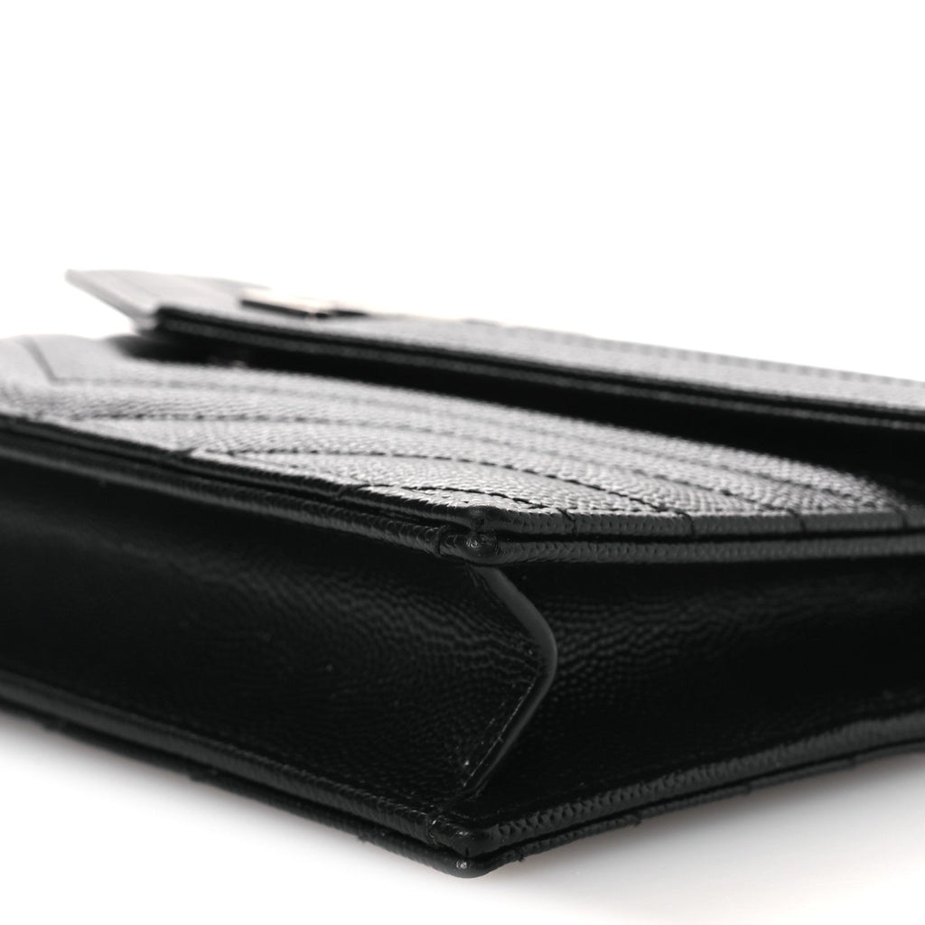 Grain De Poudre Matelasse Chevron Monogram Chain Wallet Black