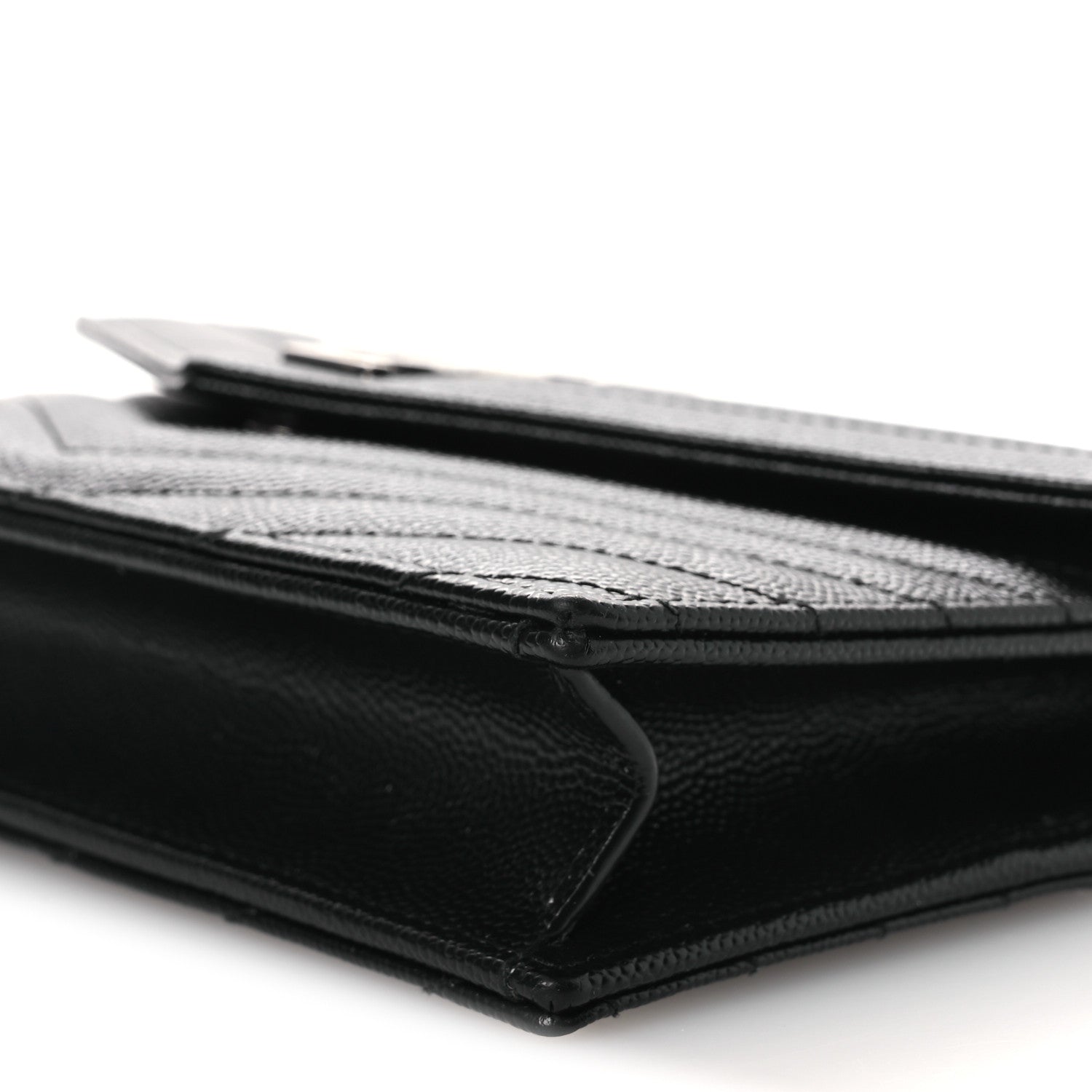 Grain De Poudre Matelasse Chevron Monogram Chain Wallet Black