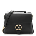 Dollar Calfskin Interlocking G Top Handle Shoulder Bag Black