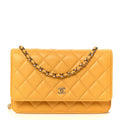 Caviar Quilted Wallet on Chain WOC Yellow