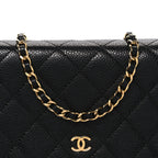 Caviar Quilted Wallet on Chain WOC Black