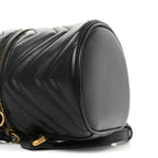 Calfskin Matelasse Chevron Mini GG Marmont Top Handle Bag Black