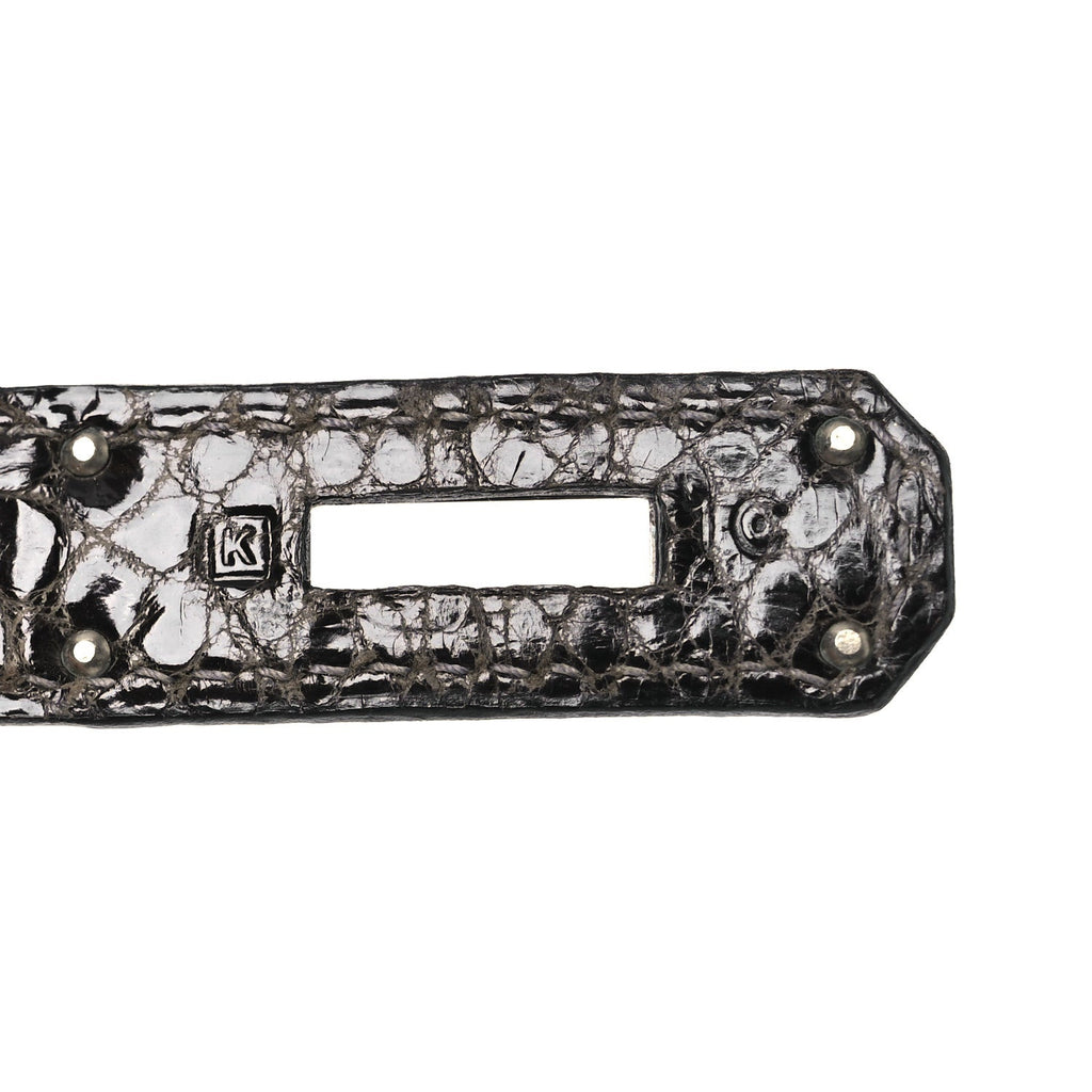 Shiny Porosus Crocodile Kelly Sellier 28 Gris Elephant