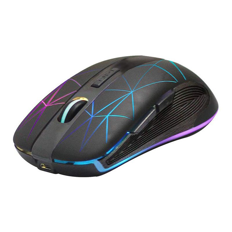 RM200 Wireless Mouse,2.4G Wireless Mouse 5 Buttons Rechargeable Mobile Optical Mouse with USB Nano Receiver,3 Adjustable DPI Levels,Colorful LED Lights for Notebook,PC,Computer-Black