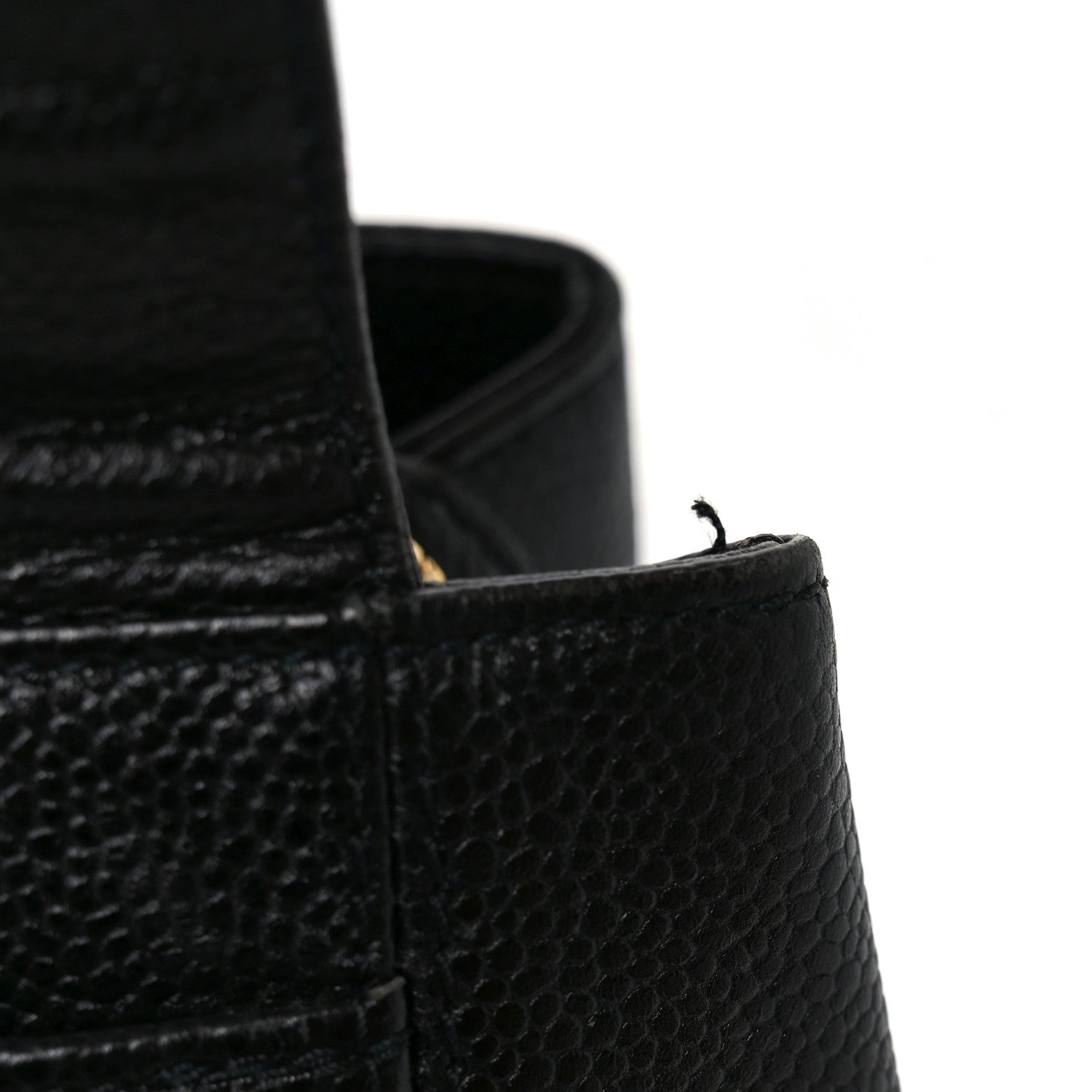 Caviar Embroidered Logo Shoulder Bag Black