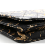 Calfskin Quilted Graffiti Pyramid Wallet On Chain WOC Black