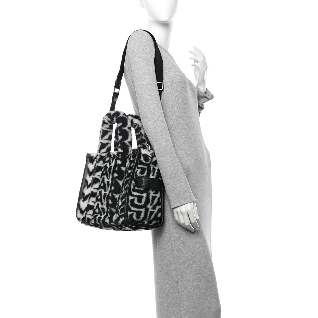 Polyester Cotton Oversized Monogram Medium Traveler Tote Bag Black Ivory