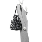 Polyester Cotton Oversized Monogram Medium Traveler Tote Bag Black Ivory