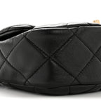 Lambskin Quilted Small Lacquered Chain Flap Black