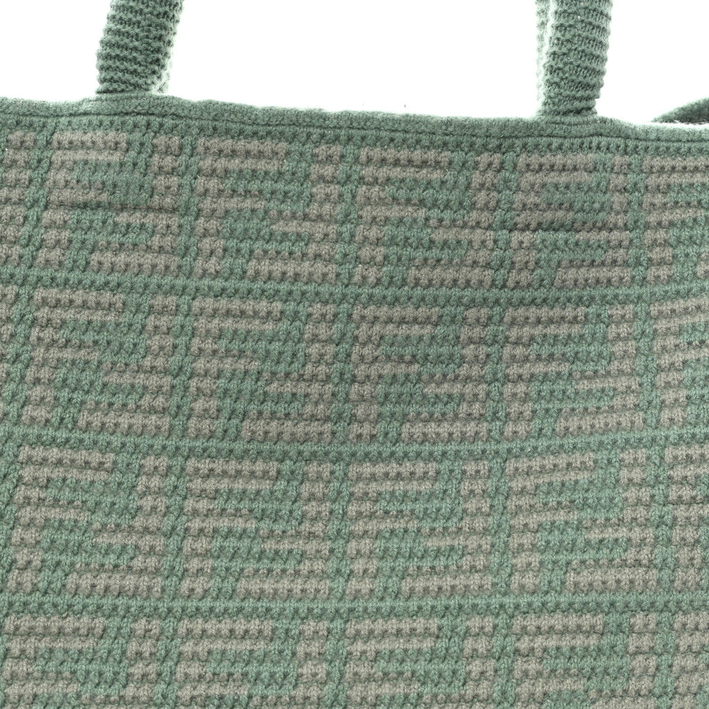 Cashmere Knit FF Large Shopper Tote Verde Islanda