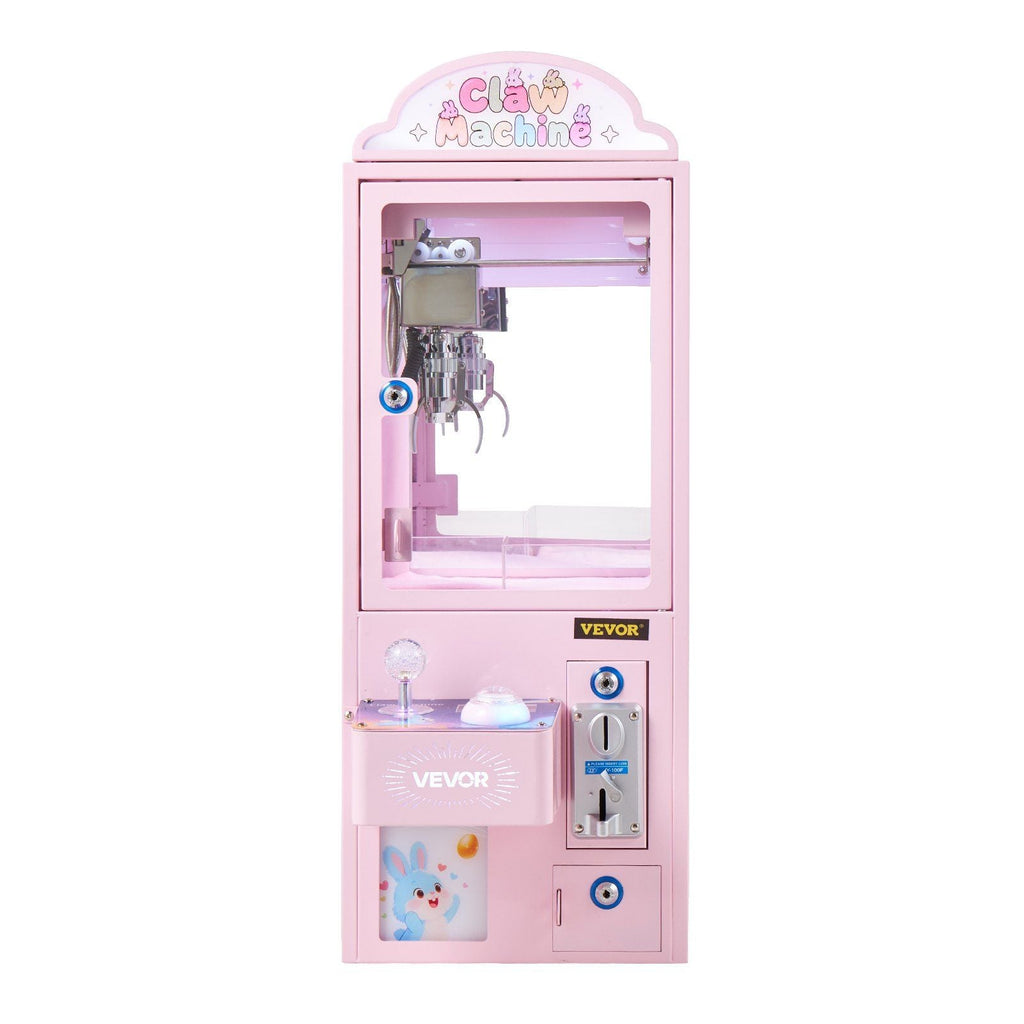 Claw Crane Machine, Medium-Sized Arcade Game Machine with Light & Sound, Adjustable Steel Claws, Precise Toy Candy Grabber Prize Dispenser Vending Toy, for Commercial Home Parties Cinema, Pink