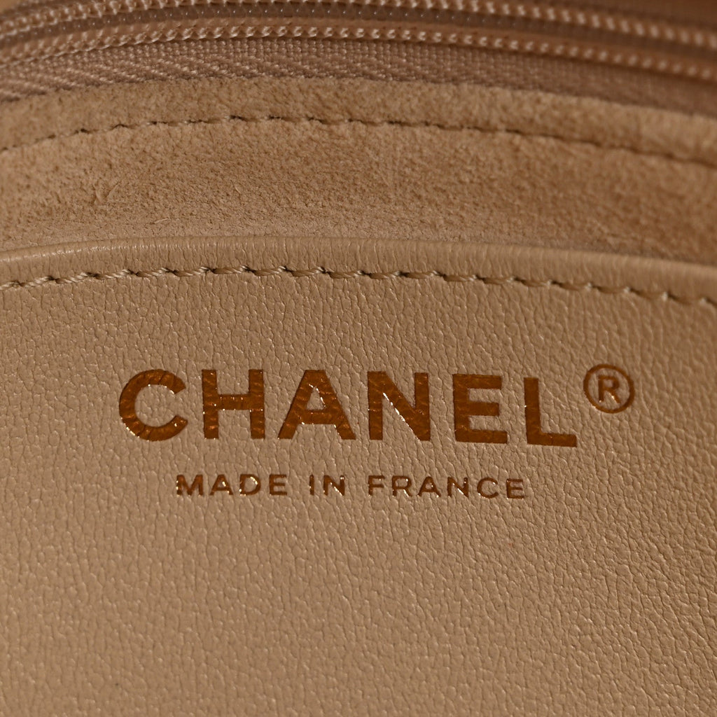 Calfskin Stitched Flap Top Handle Beige