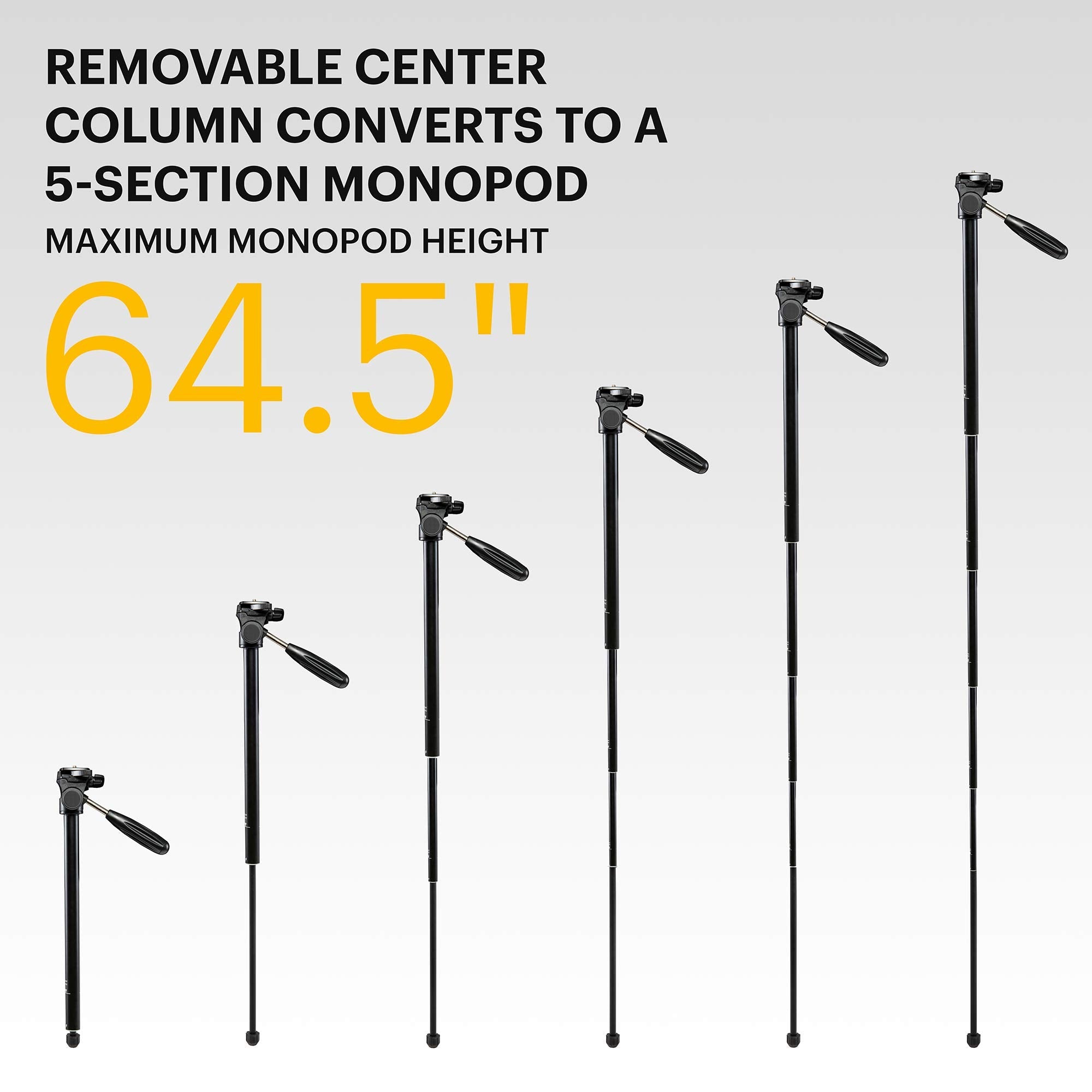 Kodak PhotoGear 2-in-1 Camera Tripod & Monopod with 70” 4-Section Flip-Lock Tripod & Swivel Head