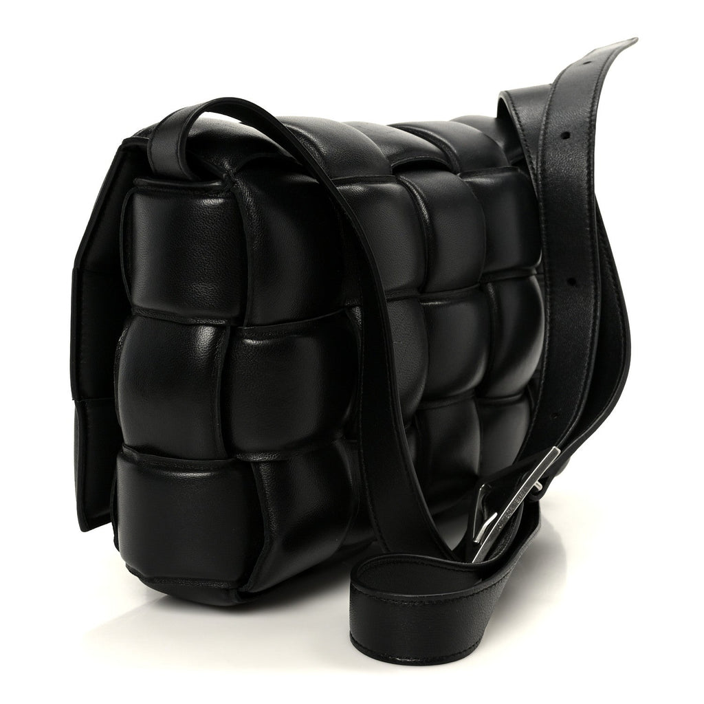 Nappa Maxi Intreccio Padded Cassette Crossbody Bag Black