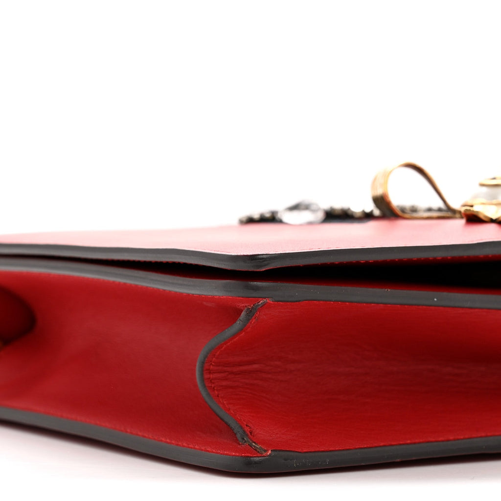 Calfskin Web Medium Peony Chain Shoulder Bag Red