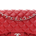 Caviar Quilted Jumbo Double Flap Red
