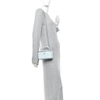 Lambskin Quilted Small Top Handle Vanity Case With Chain Light Blue