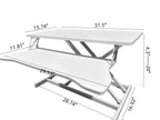 32 Inch Desk Converter, Height Adjustable Sit to Stand Riser, Dual Monitor and Laptop Workstation with Wide Keyboard Tray, White
