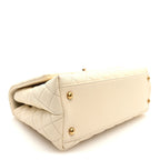 Caviar Quilted Small Coco Handle Flap White