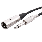 3-Pin Male To 1/4" Plug TS Microphone Mono Cable Unbalanced Shielded Audio - 15ft