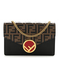Vitello Cruise F is Fendi Bi-Color FF 1974 Embossed Medium Envelope Wallet On Chain Black Maya
