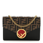 Vitello Cruise F is Fendi Bi-Color FF 1974 Embossed Medium Envelope Wallet On Chain Black Maya