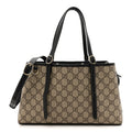 GG Supreme Monogram Emblem Small Tote Bag Beige Black