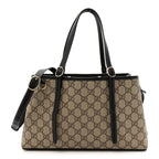 GG Supreme Monogram Emblem Small Tote Bag Beige Black