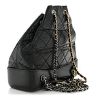 Aged Calfskin Quilted Small Gabrielle Backpack Black