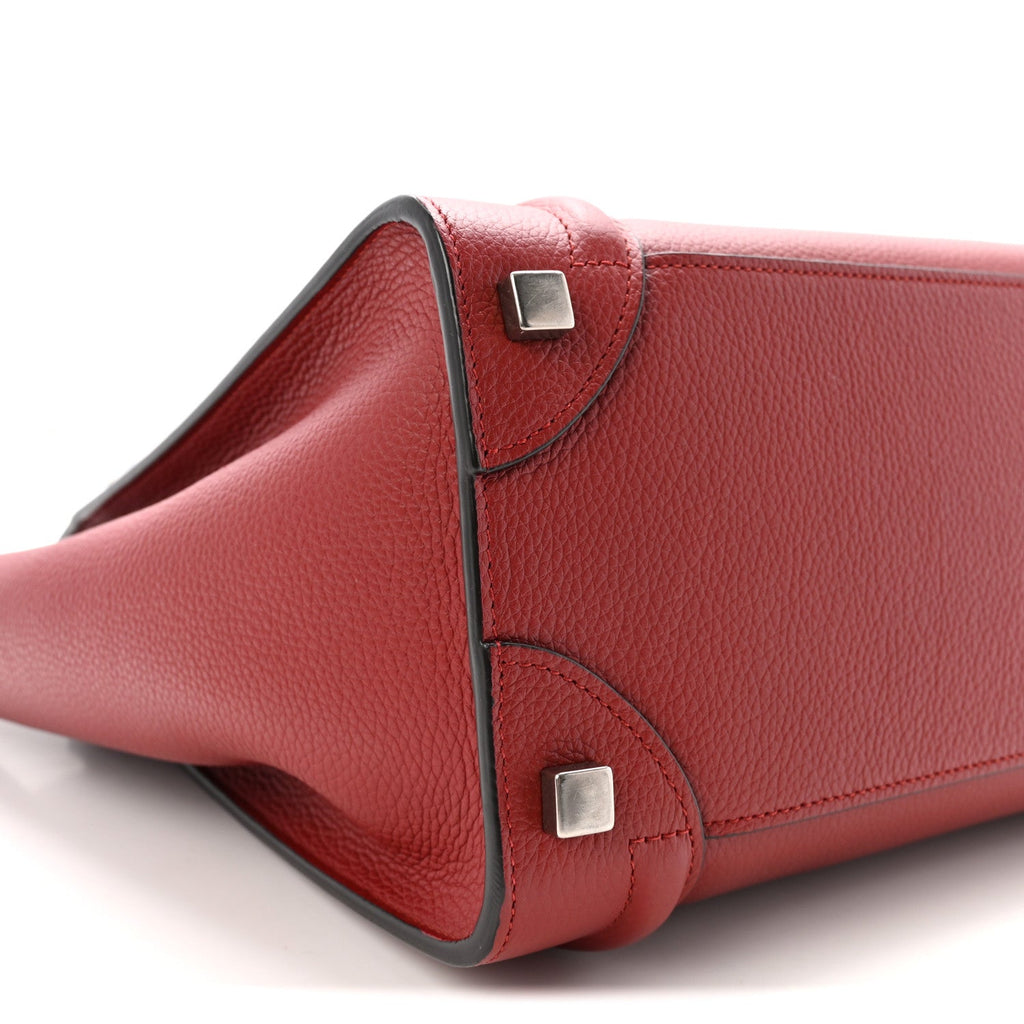 Drummed Calfskin Micro Luggage Merlot