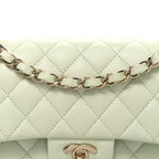 Caviar Quilted Small Double Flap Light Green