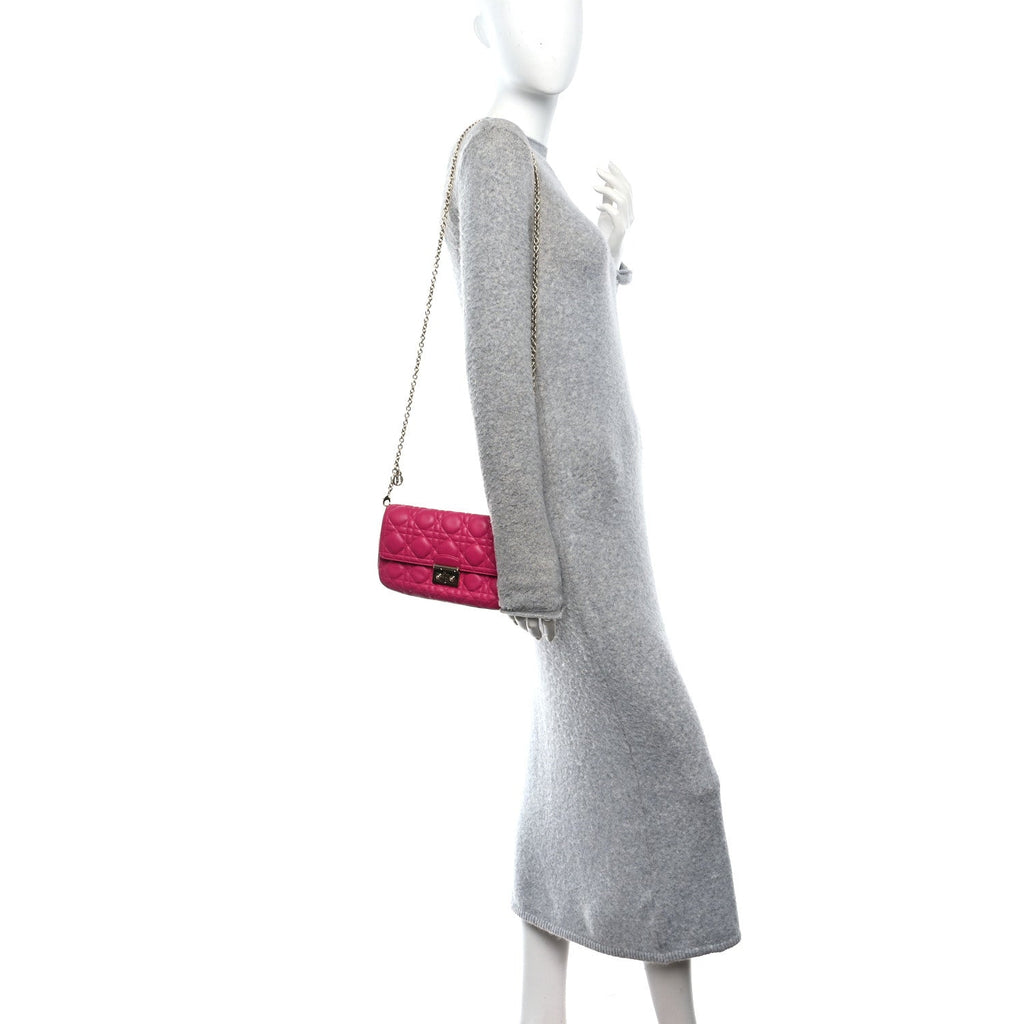 Lambskin Cannage Miss Dior Promenade Pouch Fuchsia