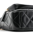 Shiny Crumpled Lambskin Quilted Mini Clutch With Chain Black