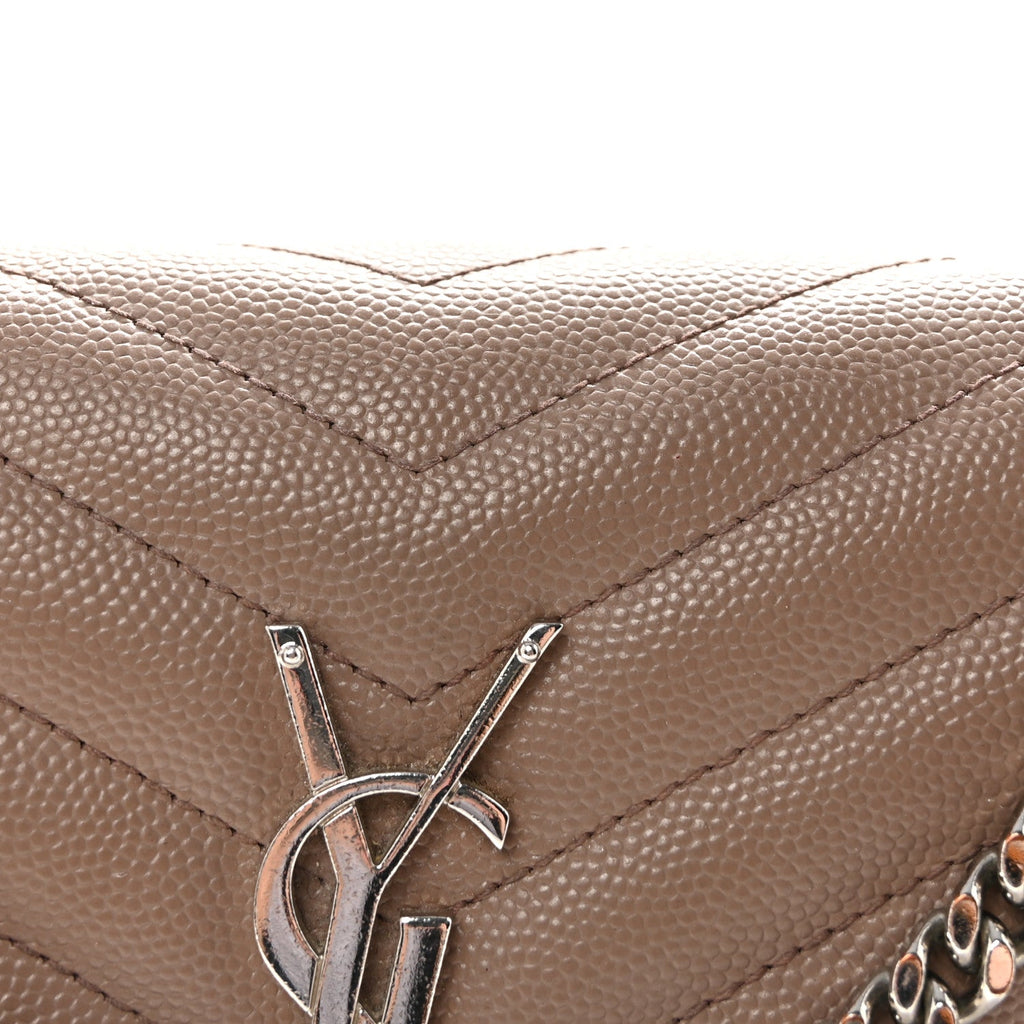 Grain De Poudre Matelasse Chevron Monogram Chain Wallet Taupe